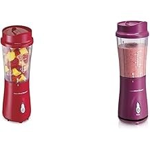Hamilton Beach Personal Blender for Shakes and Smoothies with 14oz Travel Cup and Lid, Red 51101RV & Personal Blender for Shakes