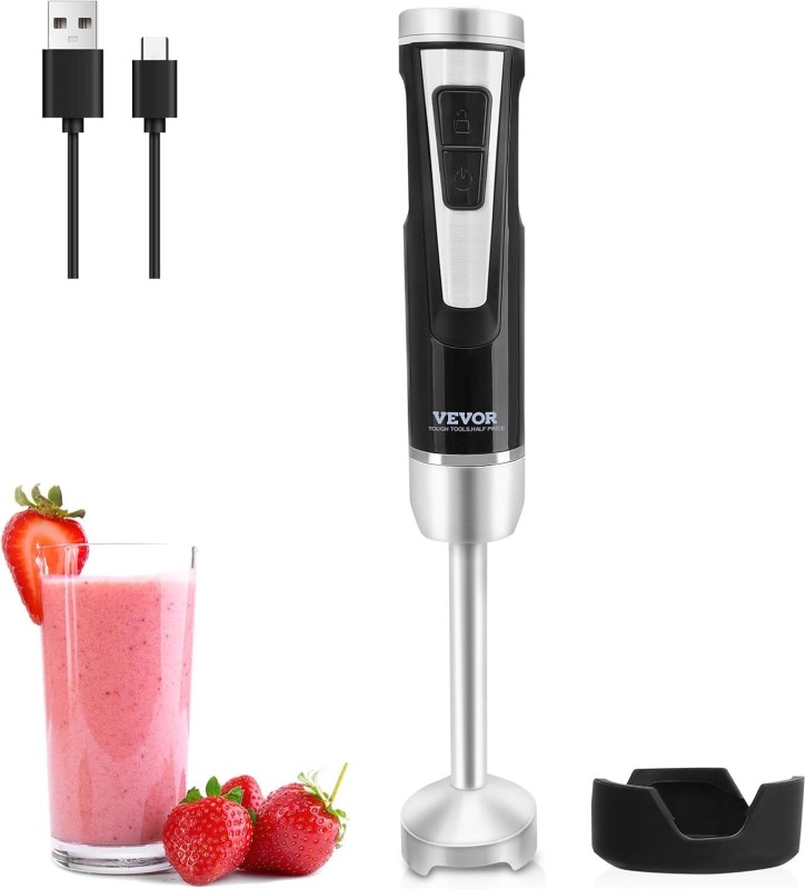 VEVOR Hand Blender, 8 Velocidades Variables Immersion Blender, Mezclador de Mano de Acero Inoxidable Potente Motor Hand Mixer, C