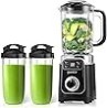 Ganiza Smoothie Blender, Licuadora de 12 Piezas para Batidos y Batidos, 43Oz Large Blender Jar & 2 Portable Blender Cups, Person
