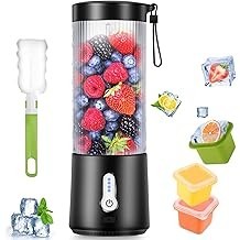 Portable Blender Personal Juicer - Kitchen 21oz USB Rechargeable 4000mAh Large Battery with 6 Blades for Smoothies Shakes Baby F
