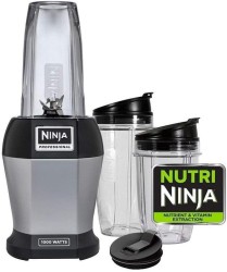 Ninja BL455_30 Nutri Professional Personal Blender Bonus Set with 3-Sip & Seal Single Serves12, 18, and 24 oz. Cups & 75-Recipe 