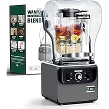 Wantjoin Professional Blender, Commercial Quiet blender Soundproof Blender 2200ml con Cubierta para Trituración de Hielo, Batido