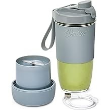 Oster Blend Active Portable Blender with Drinking Lid, USB Chargeable Personal Blender, Gray