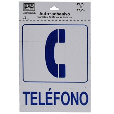 LETRERO 12.7x17.7cm TELEFONO HY-KO