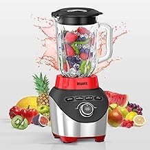 Blender, Countertop Blender for Smoothies with 64 oz Glass Jar Kitchen, 1200 Watts High Speed Juicer Blender Ice Crusher for Sha