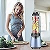 La Reveuse Smoothies Blender Tamaño personal 300 vatios con botella deportiva portátil de viaje sin BPA de 18 oz ( Azul claro )