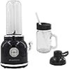 FRIGIDAIRE ESMM100-BLACK Retro Smoothie Maker Licuadora personal con tarro Mason, Perfecto para batidos y batidos, encimera, Apt