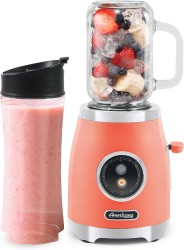 Americana EPB399C BPA Free Glass Blending Jar y Tritan Sports Bottle Blend Smoothie personal, Crush Ice, Shakes, Keto Protein Bl