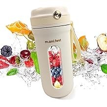 mini licuadora recargable USB – con vaso exprimidor portátil de 350 ml, tipo C, batidora personal para viajes, plástico blanco