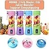 licuadora Portátil de 18 Oz, Blenders USB Recargables de Tamaño Personal, Licuadora Smoothie con 6 Cuchillas para Proteínas y Ba