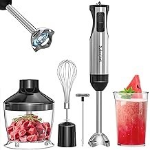 5 in 1 Immersion Hand Blender, 20 Speed Handheld Blender with Turbo Mode, 800W Powerful Stainless Steel Blade Stick Blender with