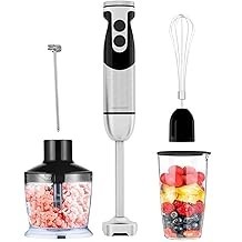 MegaWise Stainless Steel Titanium Reinforced 3-in-1 Immersion Hand Blender, Powerful with 80% Sharper Blades, 12-Speed Corded Bl
