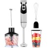 MegaWise Stainless Steel Titanium Reinforced 3-in-1 Immersion Hand Blender, Powerful with 80% Sharper Blades, 12-Speed Corded Bl