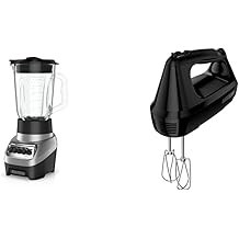 Licuadora multifunción PowerCrush BLACK + DECKER con frasco de vidrio de 6 tazas, configuración de 4 velocidades, mezclador de m