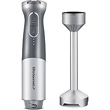 Elite Gourmet EHB1300 Cordless Rechargeable Hand Blender, Variable Speed Blending, One-Touch Power, Stainless Steel Blade, Porta