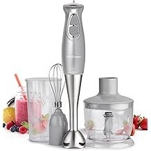 BETTY CROCKER Immersion Blender for Home & Kitchen, 2-Speed Hand Mixer Electric Handheld with Stainless Steel Blade, Beaker & Wh