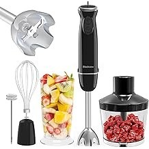 Blackcow Immersion Hand Blender,500W 5-in-1 Hand Blender Electric 12-Speed with Turbo Mode,Handheld Blender Stick with 304 Stain