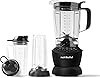 nutribullet Full-Size Blender Combo 1200W –Matte Black & 24 oz Travel Cup with To-Go Lid, Clear/Black,1 Count (Pack of 1)