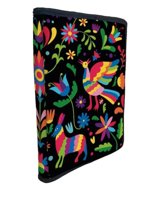 Funda Porta Libros de Tela Flores Tenango