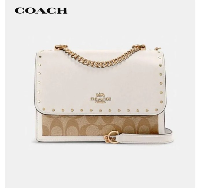 Bolso Coach Klare Acordeón Pequeño Blanco/Caqui