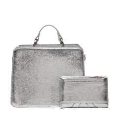 Combo Bolsa y Cartera Steve Madden Evelyn Crinkle Silver