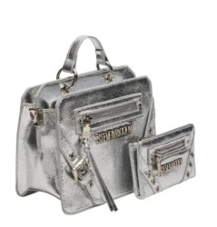 Combo Bolsa y Cartera Steve Madden Evelyn Crinkle Silver