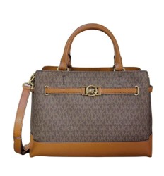 Bolso Crossbody Michael Kors Belted Satchel color café