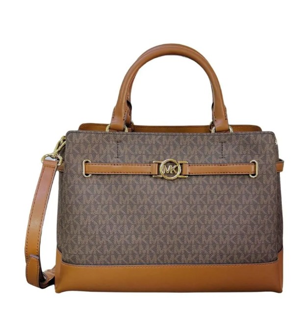 Bolso Crossbody Michael Kors Belted Satchel color café