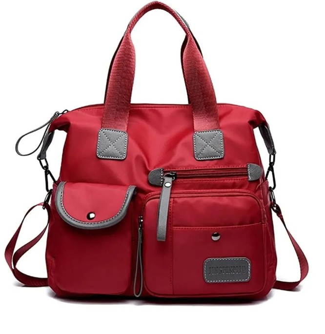 Bolsa Mujer Impermeable Viaje Nylon Tote Crossbody Bandolera Rojo