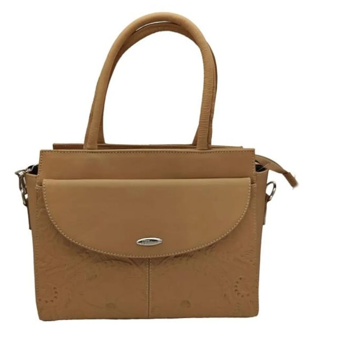 Bolsa en Piel Vacuno Cincelada Fana Francis Camel