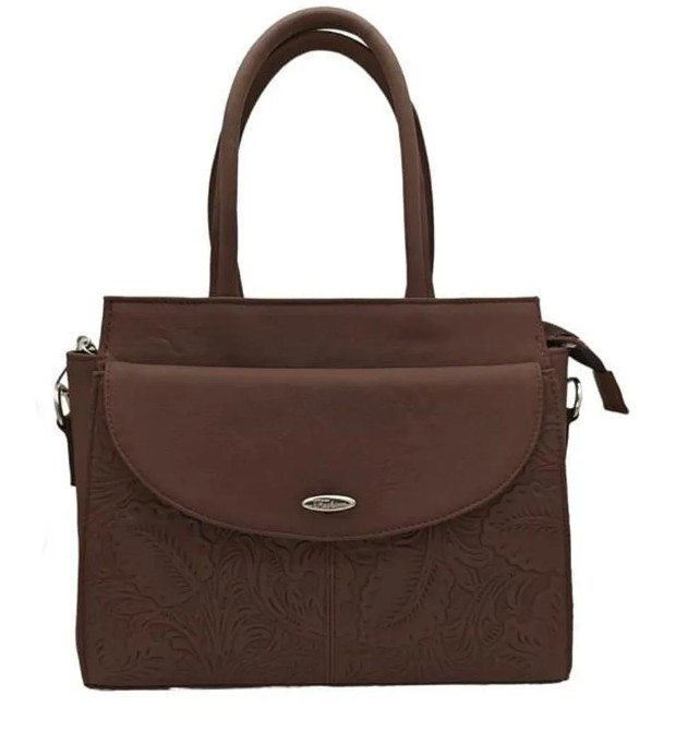 Bolsa en Piel Vacuno Cincelada Fana Francis Chocolate