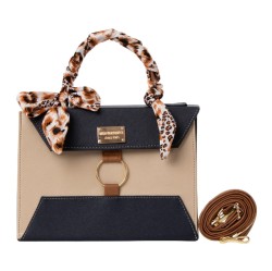 Bolsa Fana Minerva Color Beige/Azul Marino Refinada