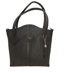 Bolsa en Piel Vacuno Cincelada Fana Penélope Negro