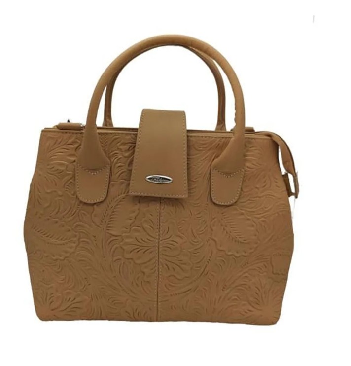 Bolsa en Piel Vacuno Cincelada Fana Marbella Camel