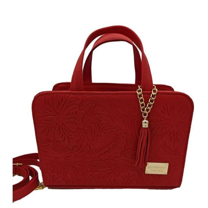 Bolsa en Piel Vacuno Cincelada Fana Patricia Rojo
