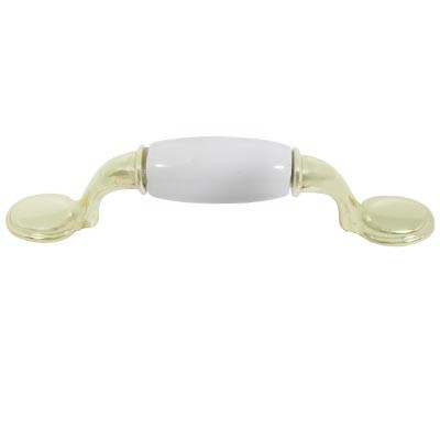 JALADERA LATON BRILLANTE CON CERAMICA BLANCO FINCSA.