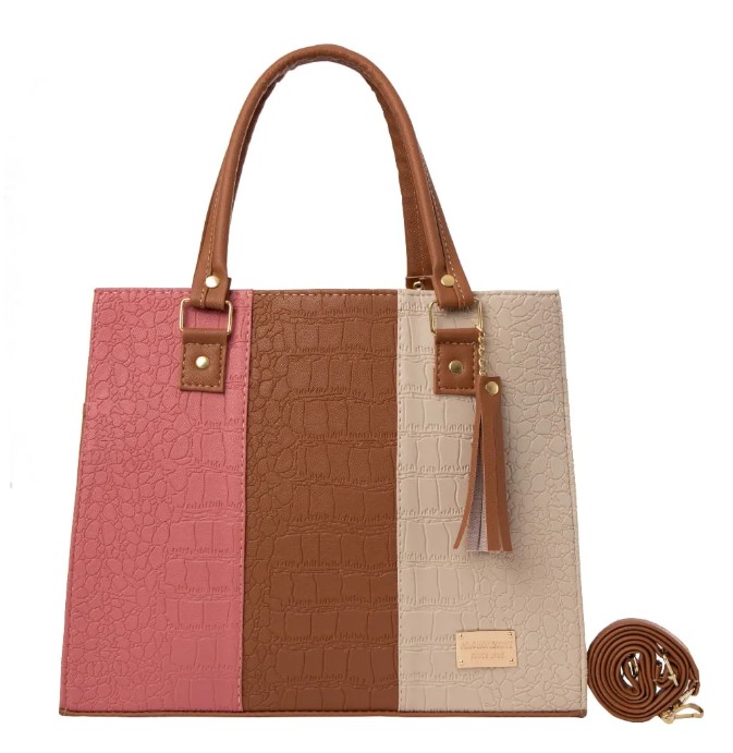 Bolsa Fana Irma Color Rosa / Camel Elegante