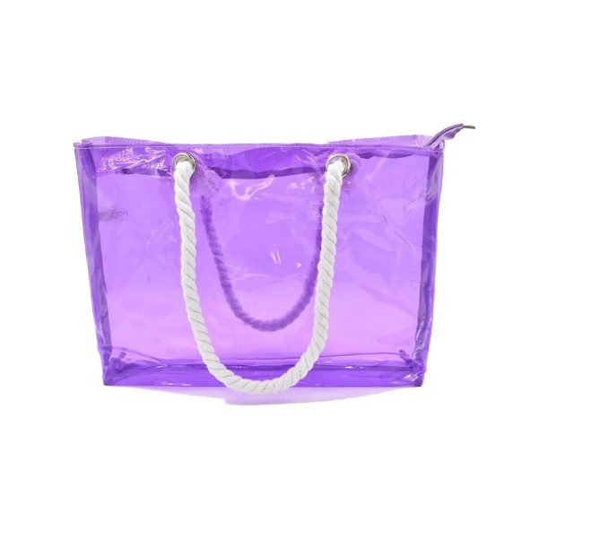 Bolsa de playa transparente morado neón