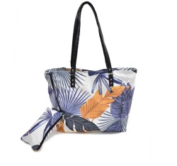 Bolsa de playa grande multicolor diseño en hojas