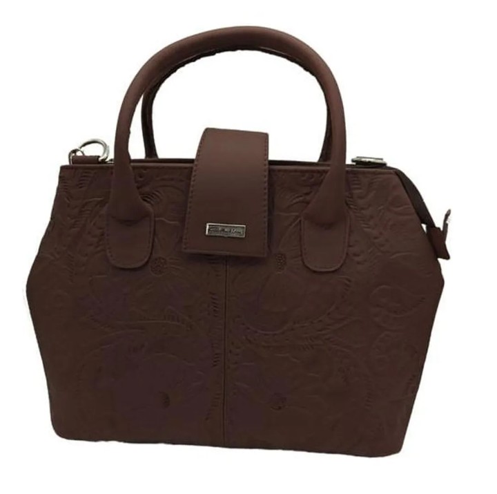 Bolsa en Piel Vacuno Cincelada Fana Marbella Chocolate