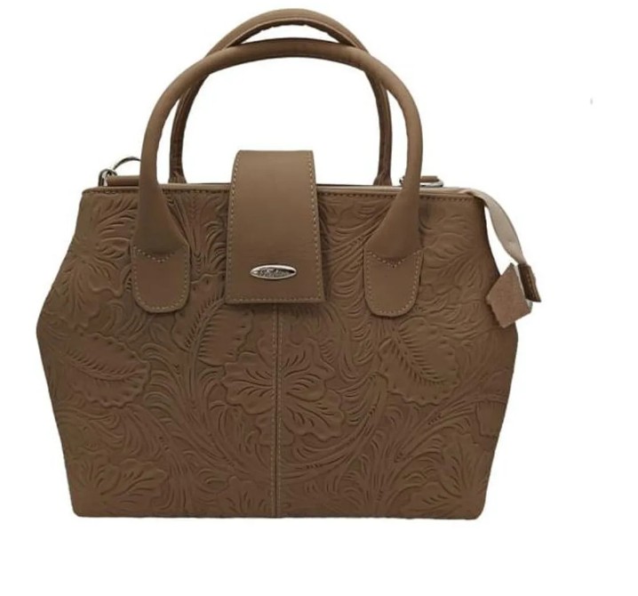 Bolsa en Piel Vacuno Cincelada Fana Marbella Avellana