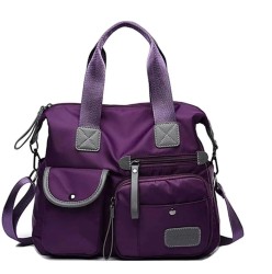 Bolsa Mujer Impermeable Viaje Nylon Tote Crossbody Bandolera Morado