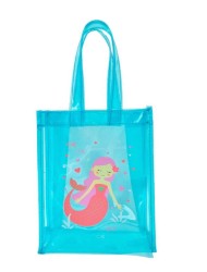Bolsa transparente para niña azul detalle en print por ambos lados