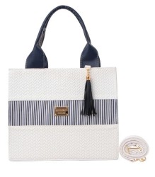 Bolsa Fana Malva Color Blanco / Marino Con Asas