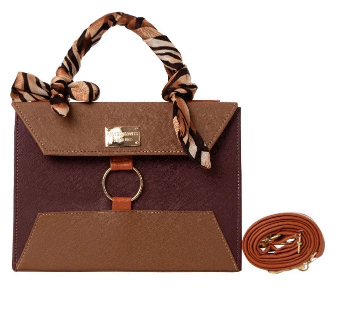 Bolsa Fana Minerva Color Vino/Camel Moderna
