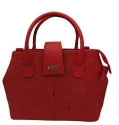 Bolsa en Piel Vacuno Cincelada Fana Marbella Rojo