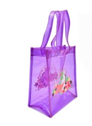 Bolsa transparente para niña morada detalle en print por ambos lados
