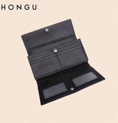 Cartera larga Mujer HONGU Trifold color Negro