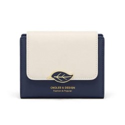 Cartera corta Mujer Cnoles Piel Azul/Blanco
