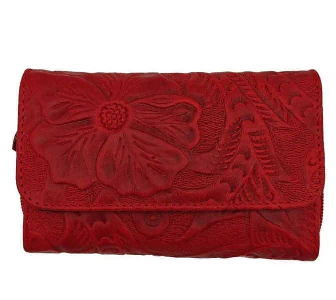 Cartera en Piel Vacuno Cincelada Fana Sofia Rojo